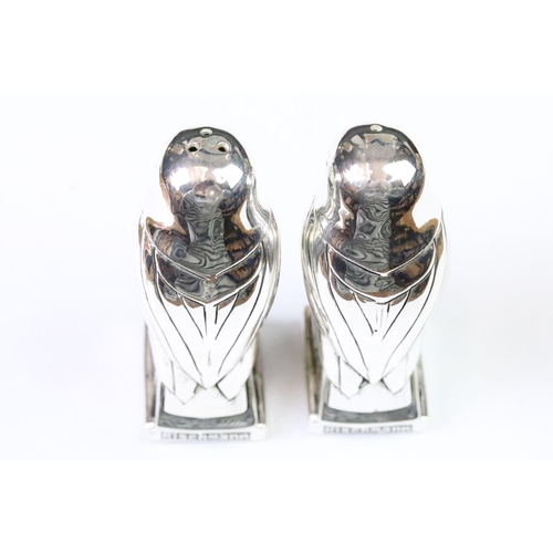 278 - Pair of silver plated penguin condiments