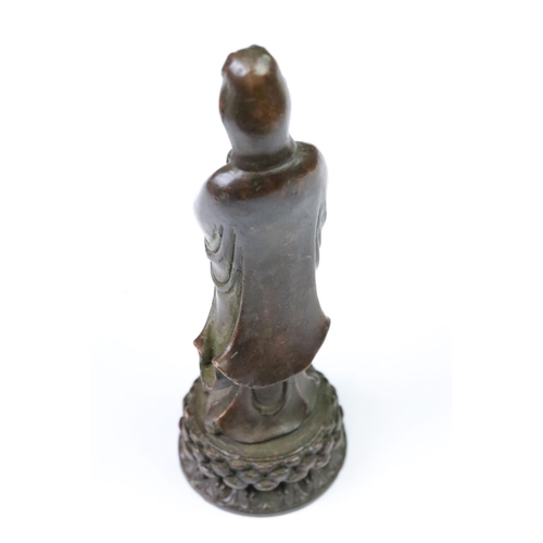 280 - A Chinese bronze Guan Yin ornamental Buddha statue, stands approx 11cm in height