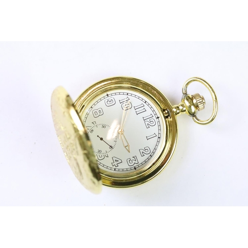 281 - A collection of ten contemporary pocket watches contained within a display case.