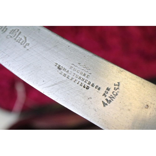 177 - A late 19th century cased carving set, antler handles with hallmarked silver mounts, dated 1896.