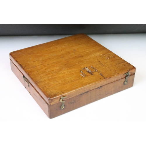 183 - An antique wooden cased compass, maker marked for G.S. Wood of Liverpool.