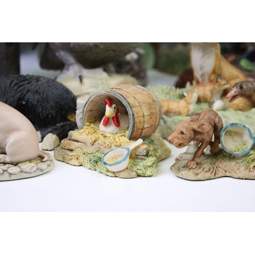 95 - Collection of animal figurines to include eleven Border fine arts resin figurines, Country character... 