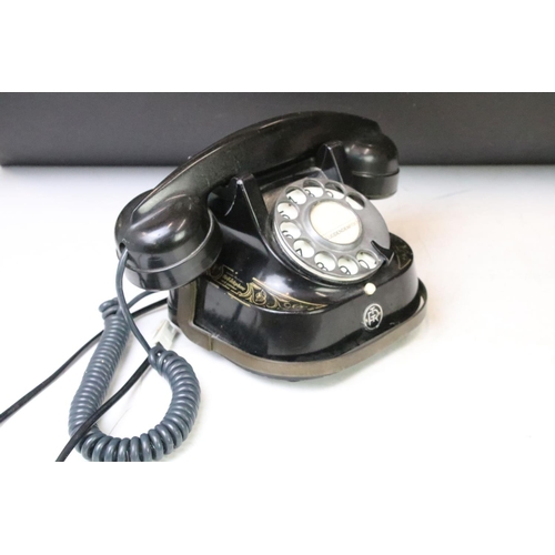 345 - Early 20th C FTR Belgian Bell Telephone, in black, with rotary dial; together with a boxed Philips U... 