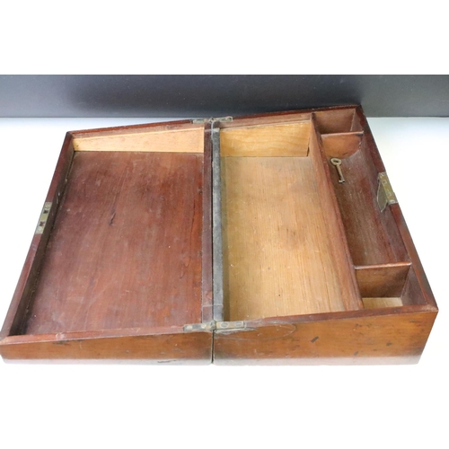 346 - Two Victorian wooden writing boxes (widest approx 40.5cm), together with a 19th century mahogany cut... 