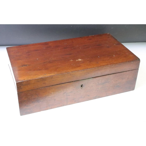 346 - Two Victorian wooden writing boxes (widest approx 40.5cm), together with a 19th century mahogany cut... 