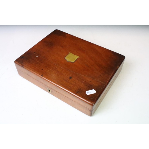 346 - Two Victorian wooden writing boxes (widest approx 40.5cm), together with a 19th century mahogany cut... 