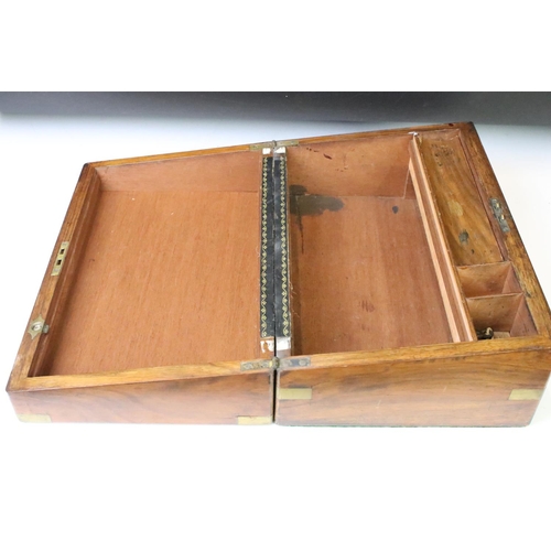 346 - Two Victorian wooden writing boxes (widest approx 40.5cm), together with a 19th century mahogany cut... 