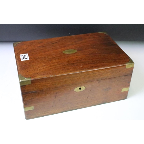 346 - Two Victorian wooden writing boxes (widest approx 40.5cm), together with a 19th century mahogany cut... 