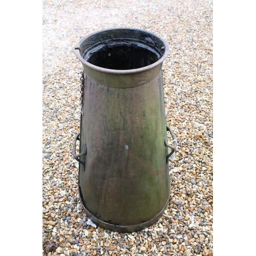 530 - Large twin handled cast iron Railway Churn of tapering form, approx 90cm high