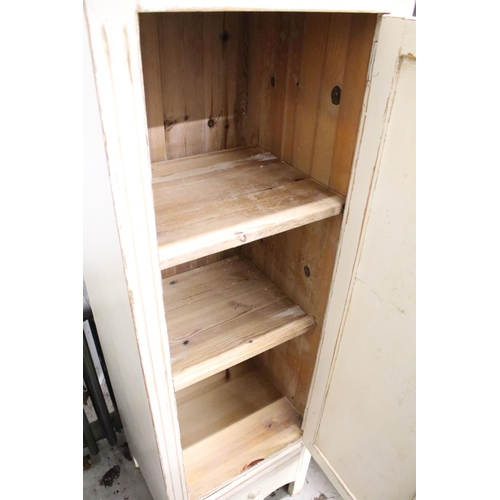 660 - Painted pine store cupboard with drawer beneath, 45cm wide x 40cm deep x 136cm high