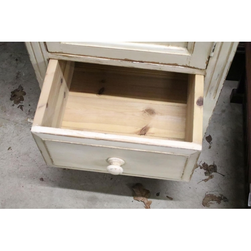 660 - Painted pine store cupboard with drawer beneath, 45cm wide x 40cm deep x 136cm high