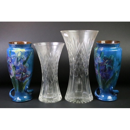 25 - Mixed glass & ceramics, 19th century onwards, to include Royal Brierley cut crystal vases (tallest a... 