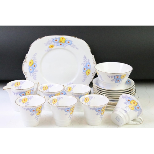 27 - Roslyn ' Bracken ' pattern porcelain tea set for six, pattern no. 6301, comprising 6 cups & saucers,... 