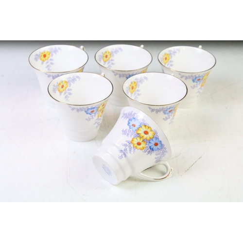 27 - Roslyn ' Bracken ' pattern porcelain tea set for six, pattern no. 6301, comprising 6 cups & saucers,... 