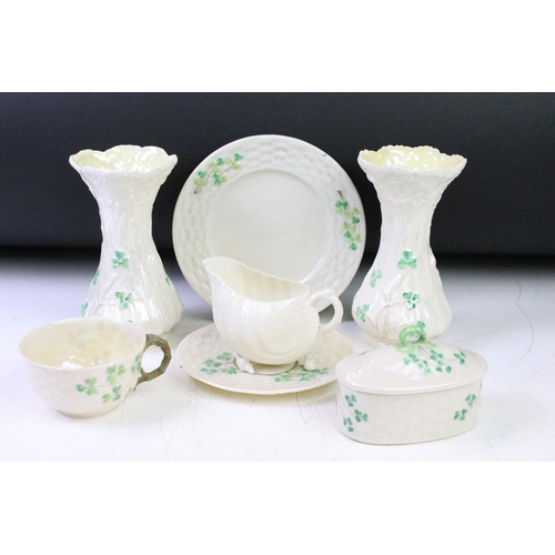 42 - Group of Belleek porcelain, second & third period, to include a 2nd period clover pattern trio and o... 