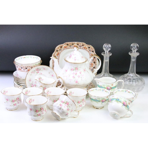 79 - Paragon 'Victoriana Rose' part-tea set (teapot, 6 cups & saucers, milk jug & sugar bowl), together w... 