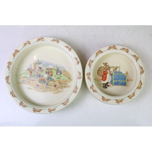 83 - Royal Doulton Bunnykins ceramics to include a lidded dish, two childs bowls, four mugs, four plates ... 