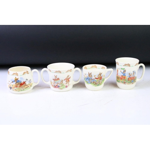 83 - Royal Doulton Bunnykins ceramics to include a lidded dish, two childs bowls, four mugs, four plates ... 