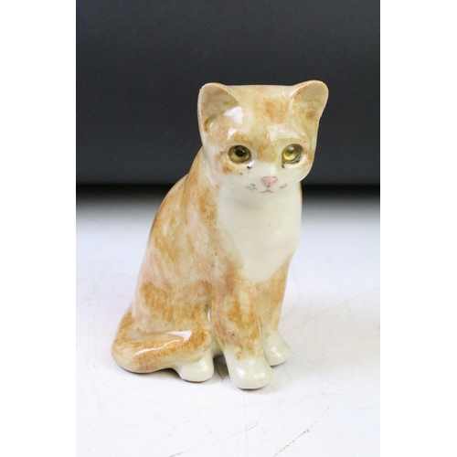 110 - Five Winstanley ceramic studio pottery cats each with yellow glass eyes, together with an Italian ce... 