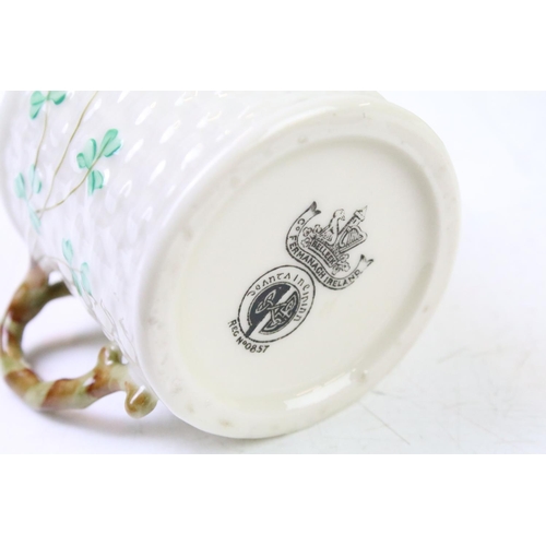 112 - Collection of late 20th Century and 21st Century Belleek to include two twin handled plates, five va... 