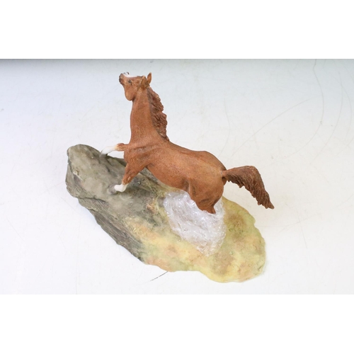 114 - Group of equestrian horse related figurines to include a Royal Doulton single brown horse on base, t... 