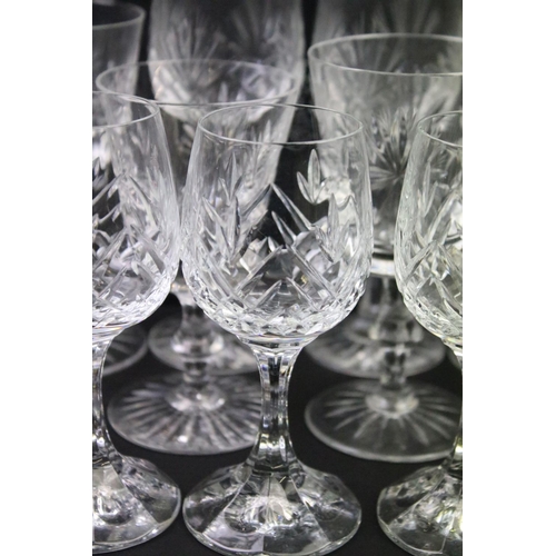 121 - Collection of assorted cut glass glasses to include wine and glasses and a pair of box Stuart crysta... 