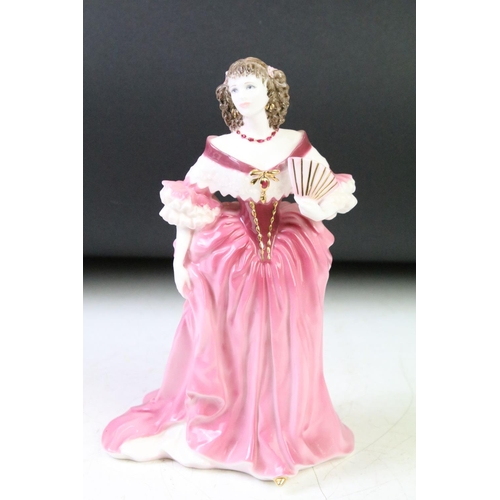 99 - Six porcelain lady figurines to include Coalport; Mrs Fitzherbert, Lillie Langstry, Lady Castlemaine... 