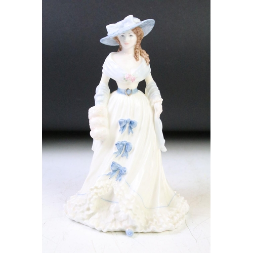 99 - Six porcelain lady figurines to include Coalport; Mrs Fitzherbert, Lillie Langstry, Lady Castlemaine... 