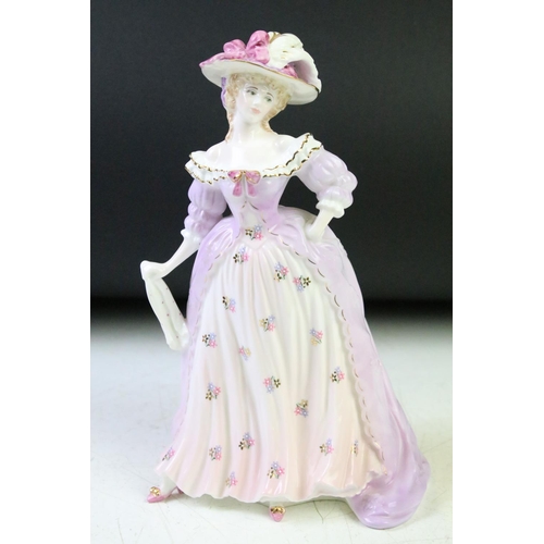 99 - Six porcelain lady figurines to include Coalport; Mrs Fitzherbert, Lillie Langstry, Lady Castlemaine... 