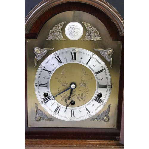 406 - Tempus Fugit bracket clock having an oak case with glazed door to front revealing roman numeral cloc... 