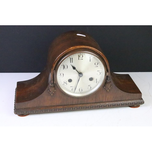 406 - Tempus Fugit bracket clock having an oak case with glazed door to front revealing roman numeral cloc... 