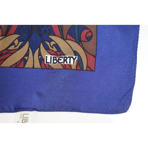 204 - Two vintage Liberty head scarfs together with a Liberty silk hankie.