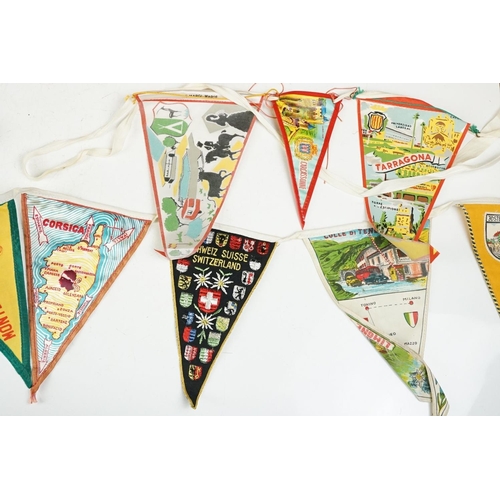 205 - A collection of mid 20th century souvenir pennants together with two coin trench lighters and two vi... 