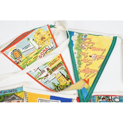 205 - A collection of mid 20th century souvenir pennants together with two coin trench lighters and two vi... 