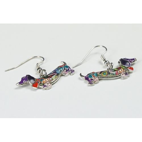 216 - Pair of Enamelled Dachshund Earrings