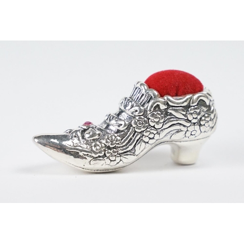 222 - Silver Shoe Pincushion