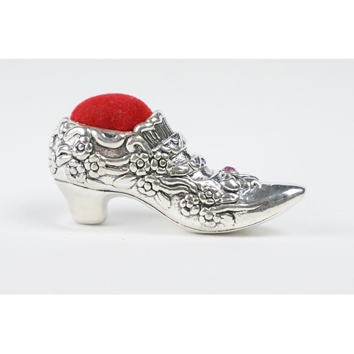 222 - Silver Shoe Pincushion