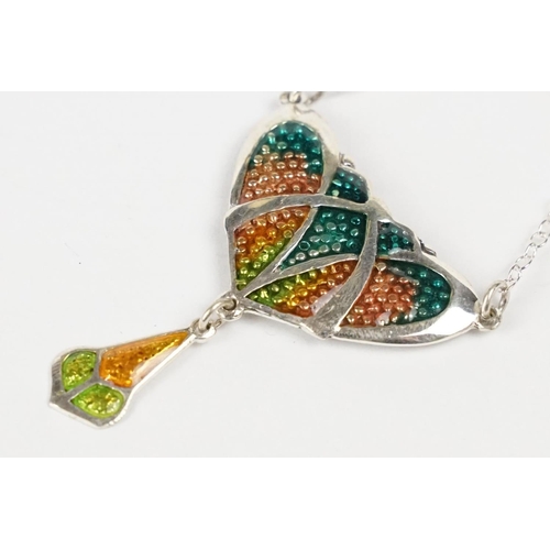 227 - Silver and Enamel Pendant Necklace