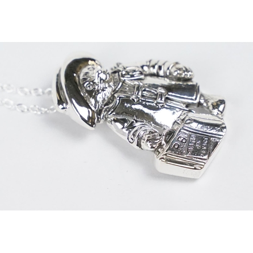 245 - Silver Paddington Bear style Pendant Necklace