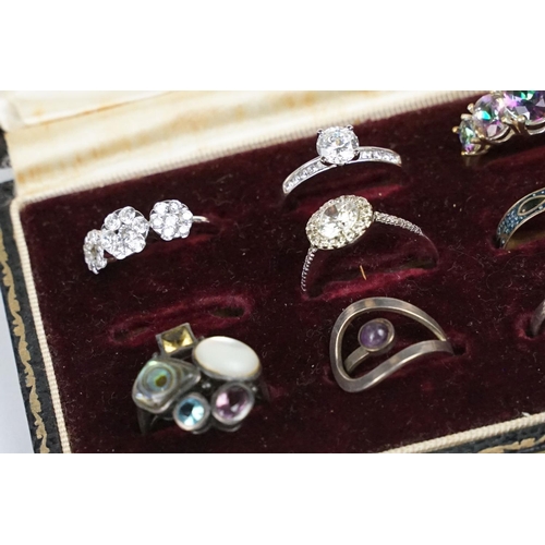 261 - A collection of ten 925 sterling silver ladies rings and various styles to include amethyst and enam... 