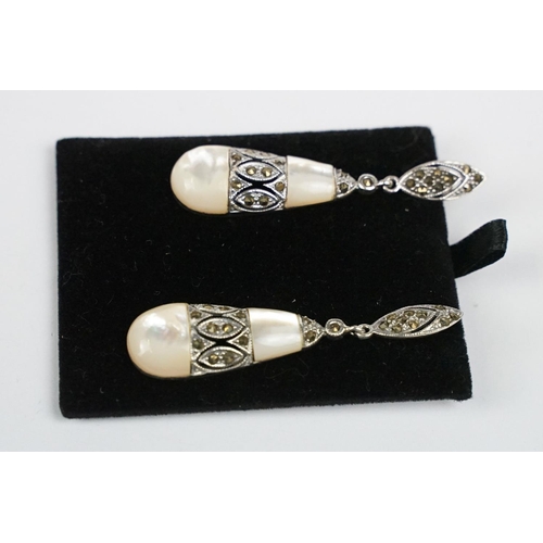 263 - Pair of Silver and Blister Pearl Art Nouveau style Earrings