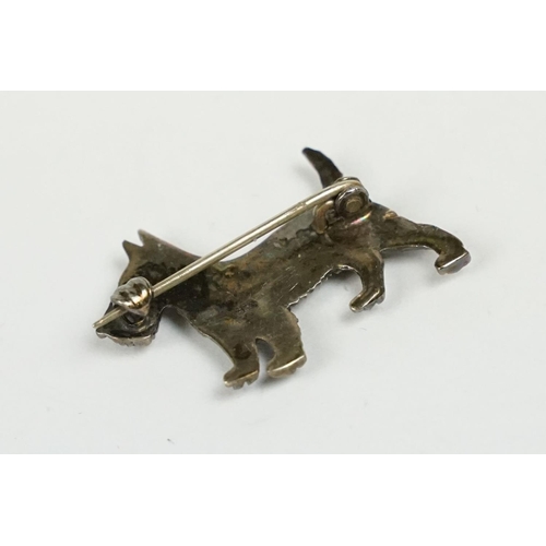 271 - A vintage sterling silver and marcasite brooch in the form of a scottie dog together with a contempo... 