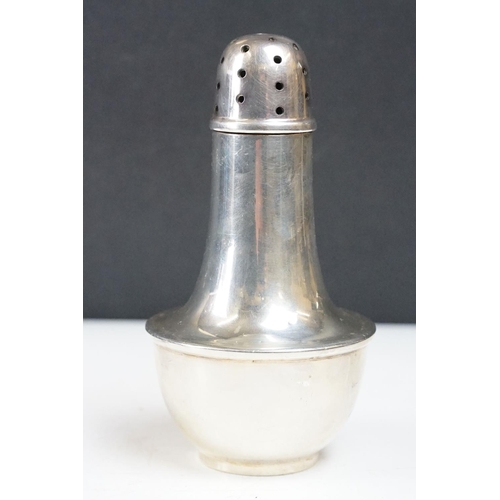 285 - A fully hallmarked sterling silver sugar shakers together with a silver plated examples and a hallma... 