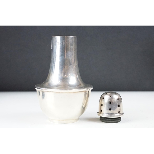 285 - A fully hallmarked sterling silver sugar shakers together with a silver plated examples and a hallma... 