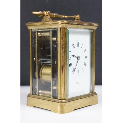 287 - Brass Repeater Carriage Clock by Hall & Co, Paris