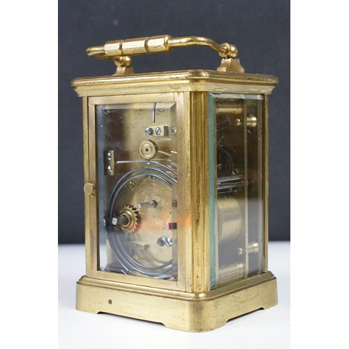 287 - Brass Repeater Carriage Clock by Hall & Co, Paris