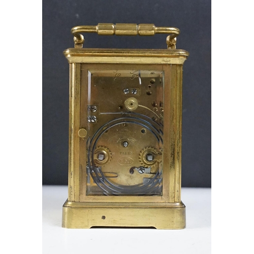 287 - Brass Repeater Carriage Clock by Hall & Co, Paris