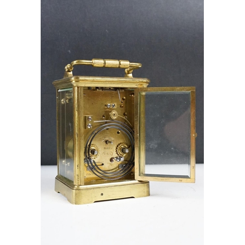 287 - Brass Repeater Carriage Clock by Hall & Co, Paris