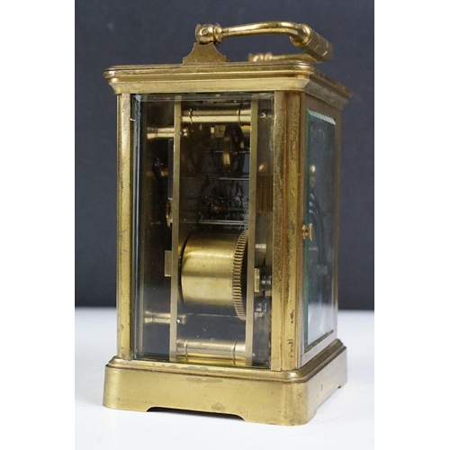 287 - Brass Repeater Carriage Clock by Hall & Co, Paris