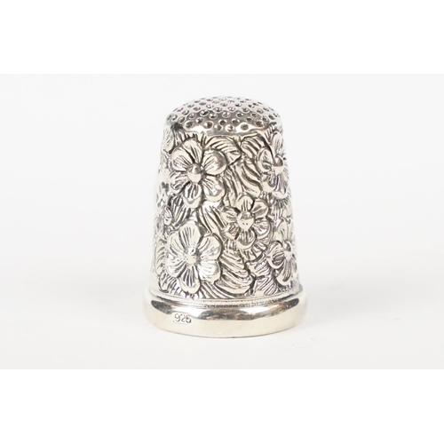 303 - Silver Thimble with enamel plaque